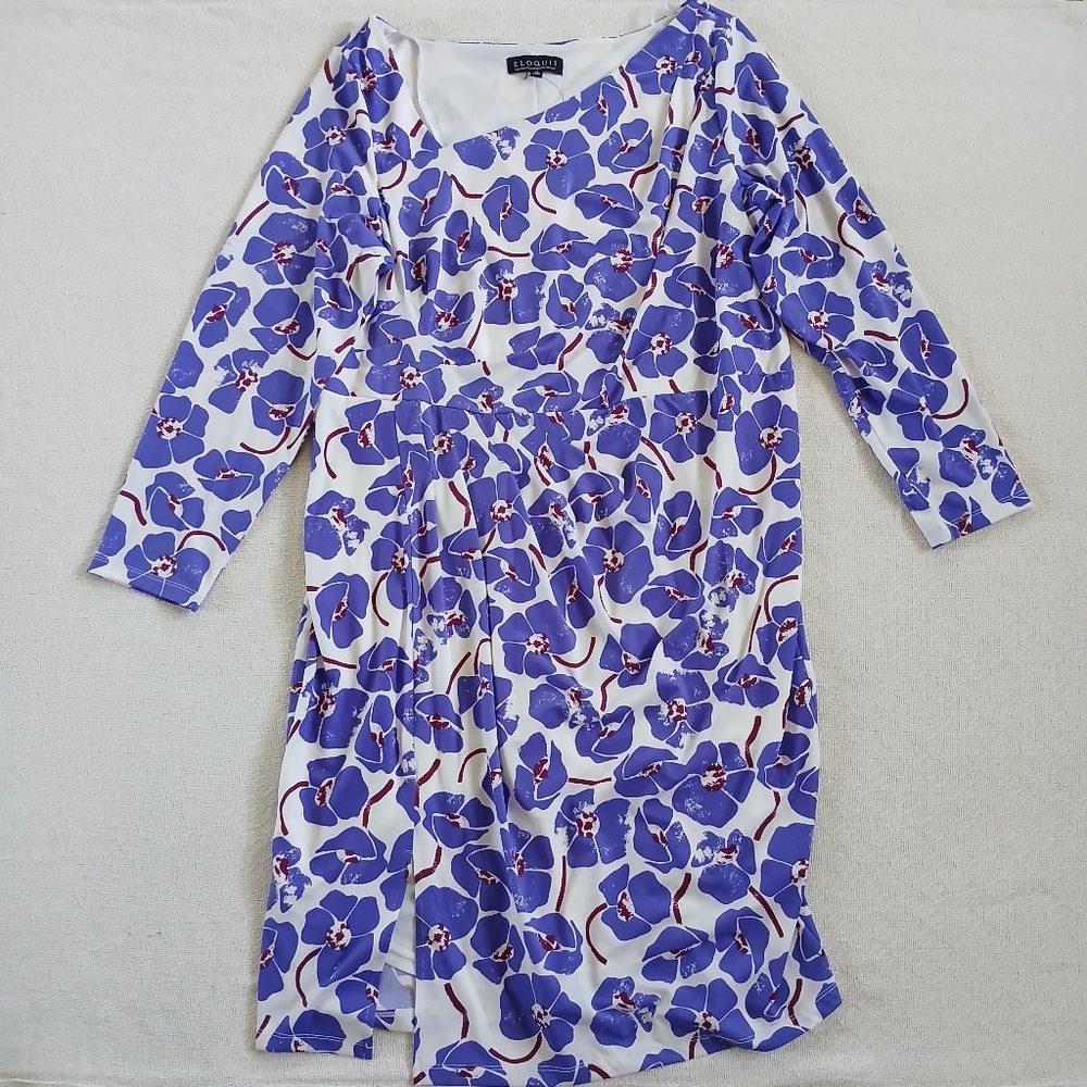 eloquii ♡ floral fit & flare slit front dress 20 plus size - Picture 2 of 11